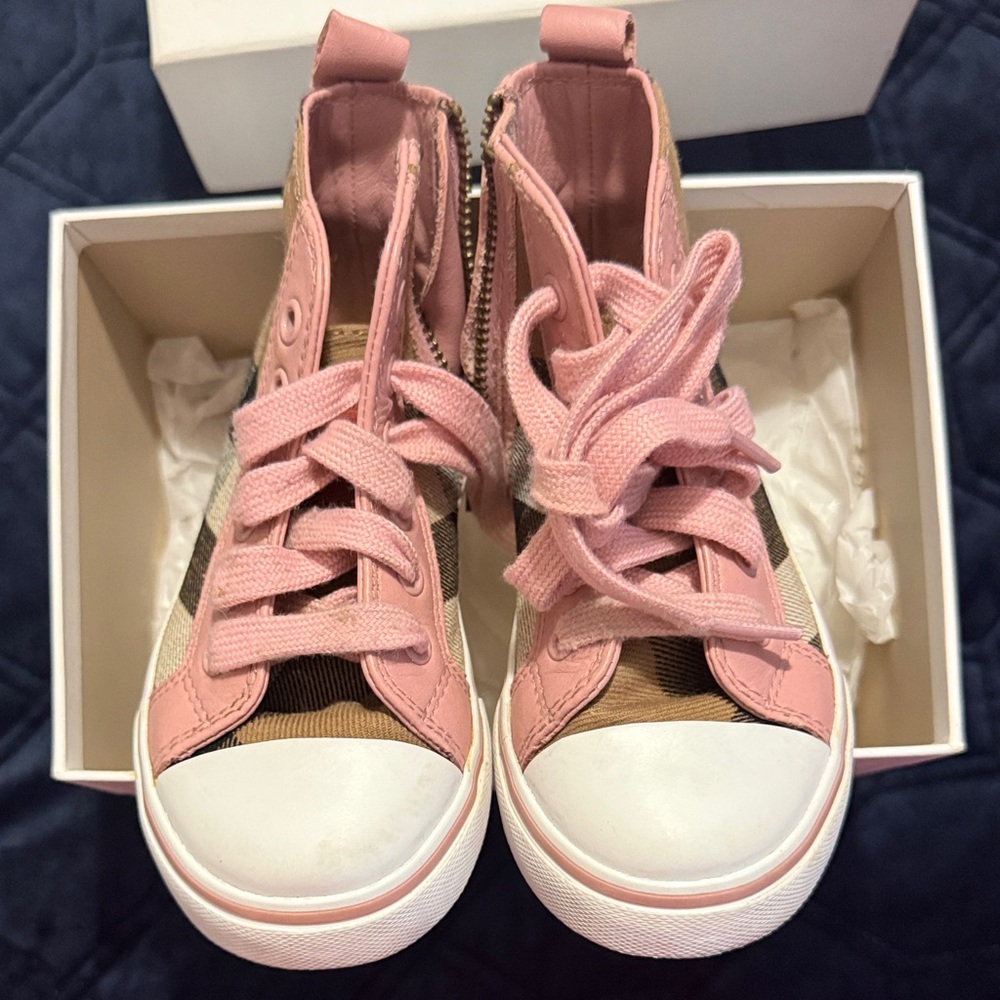 Burberry Pink and Brown Kids Sneakers